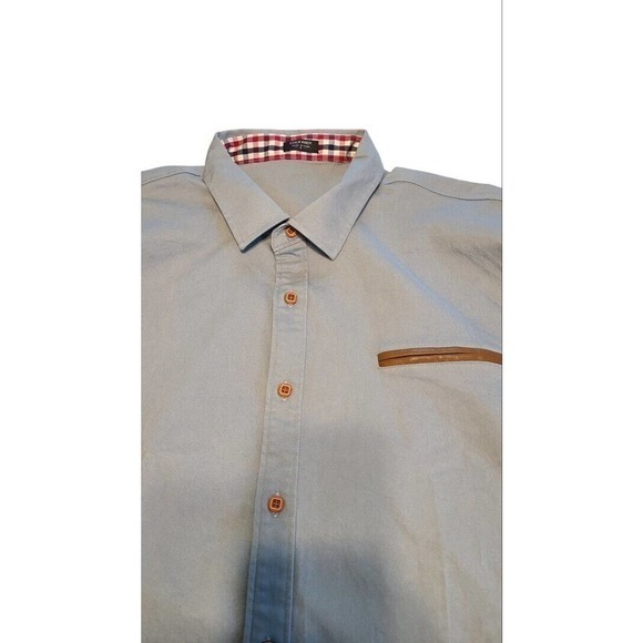 Coofandy‎ Leather Accents Mens Casual Dress Shirt Button down Long Sleeve - Picture 5 of 6